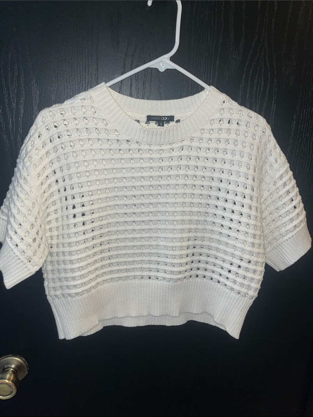 Papermoon Cream Open-Weave Short Sleeve Sweater